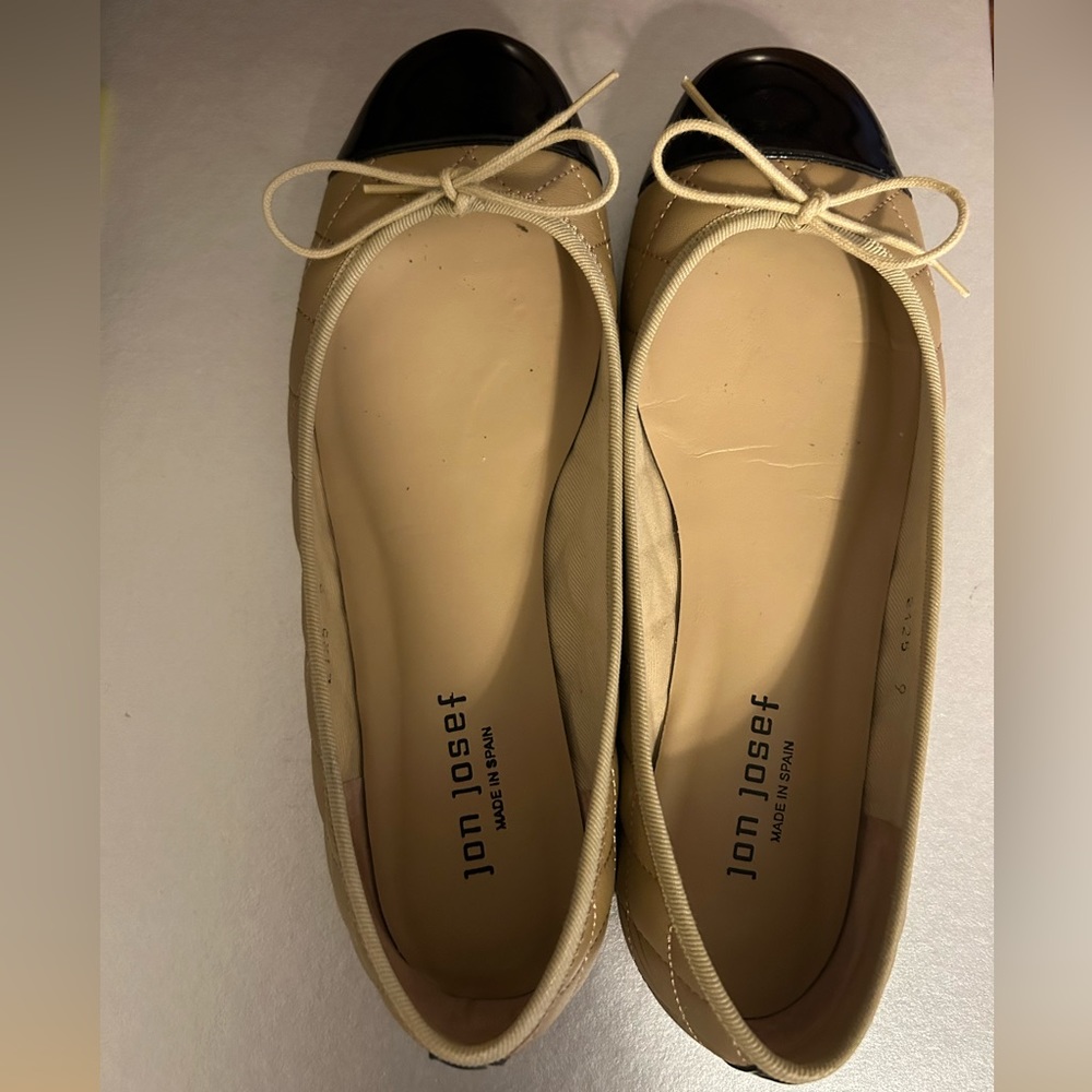 Jon Joseph spectator shoe size 9 tan with blank patent toe